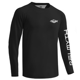 Palmyth Mens Fishing Shirts Sun Protection T-Shirts UV UPF 50+ Long Sleeve Rash Guard Tee Black Tides Tales M