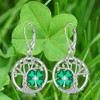 St Patricks Day Shamrock Earrings for Women Sterling Silver Tree