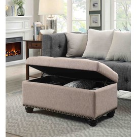 Convenience Concepts Designs4Comfort 7th Avenue Storage Ottoman, Tan Fabric
