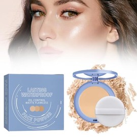 Polvos Compactos Maquillaje, Matte Perfection Pressed Powdern, Polvos Fijadores, Maquillaje Facial Ligero, Polvo Compacto De Larga Duración (Natural, Polvos)