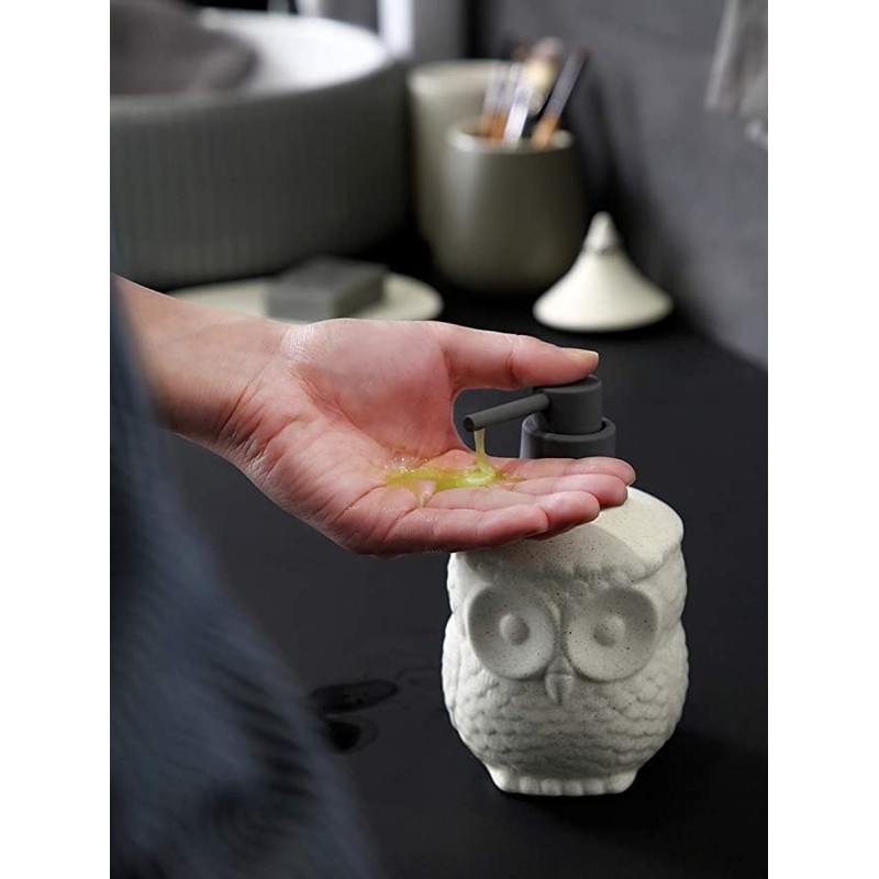 123Arts Ceramic Owl Shape Soap Dispenser Soap Bottle Lotion Bottle