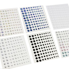 Maquillali Set De Gemas Faciales Decorativas Adhesivas Brillante Cristales 6 Hojas Mix 1