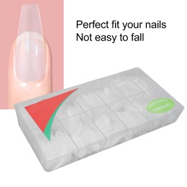 504 Puntas de Uñas Postizas Extralargas, Puntas de Uñas Artificiales Transparentes de Cubierta Completa Finas Ovaladas Esmeriladas, Uñas de Cubierta Completa con Estuche para Arte de Uñas DIY