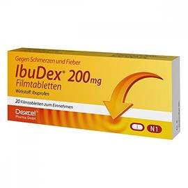 IbuDex 200 mg Film-Coated Tablets for Pain and Fever, Pack of 20 Tablets