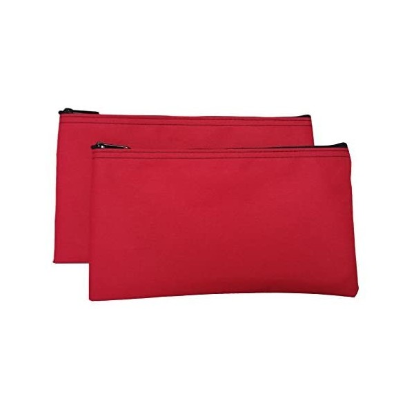 Cardinal Bag Supplies Travel Zipper Bags 11 x 6 inches Small Compact Portable Red Zippered Cloth Pouches 2 Pack CW