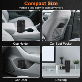 Kincown Car Trash Can, Mini Cup Holder Bin with Lid, Leakproof Door Garbage Can with 20 Trash Bags, Small Trash Can for Car, Home, Office