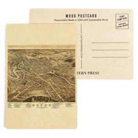 Dover, New Hampshire, Panoramic Map (4x6 Birch Wood Postcards, 2-Pack Stationary, Rustic Home Wall Decor)