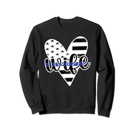Police Wife US Flag | Proud Police Officer Wife Blue Line Sweatshirt