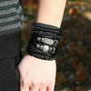 2Sets Adjustable Braided Bracelet Metal Inlaid Wristband Retro Style Cuff