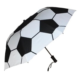 Storm Duds Ultra-Water Resistant Soccer Umbrella - 48” Coverage w/Molded Handle and Wrist Strap - Flexible, Wind & Rust Resistant Folds to 17 Inches