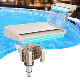 Hanaoyo LED Pool Fountain Waterfall for Above Ground Pools, 7 Different Lighting Colors, Smooth Flowing Pool Waterfall Relaxing Cascade for Outdoor Decor, Adjustable Width Fits Various Frames