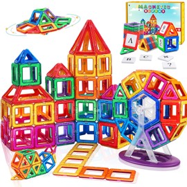 Magnetic Tiles Toddler Toys - Toy for 3 4 5 Year Old Boys Girls Magnetic Blocks with Numberblocks for Kids Educational Toy Birthday Gifts for Kid 4-6 Christmas Magnet Tiles Building Blocks (95PCS)