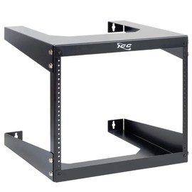 ICC Wall Mount Rack with 8 Rack Mount Spaces (8U) - Heavy-Duty 19" Open Frame Server Rack - Space-Saving and Secure Network Equipment Rack for IT, AV and Computer Equipment Installations