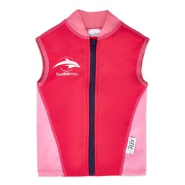 Konfidence Warma Kids Wetsuit Top - UV Protection Rash Vest Made from e-Flex Material with Recycled Plastic (Pink/Ruby, 2-3 Years)