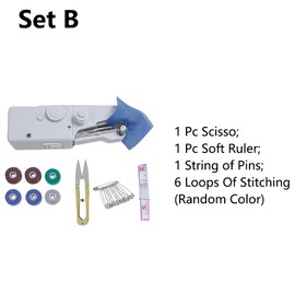 Handheld Sewing Machine, Mini Electric Sewing Machine Portable Cordless Electric Stitching Machine with Accessories for Beginners, Garment, Clothing, DIY Home, Type A
