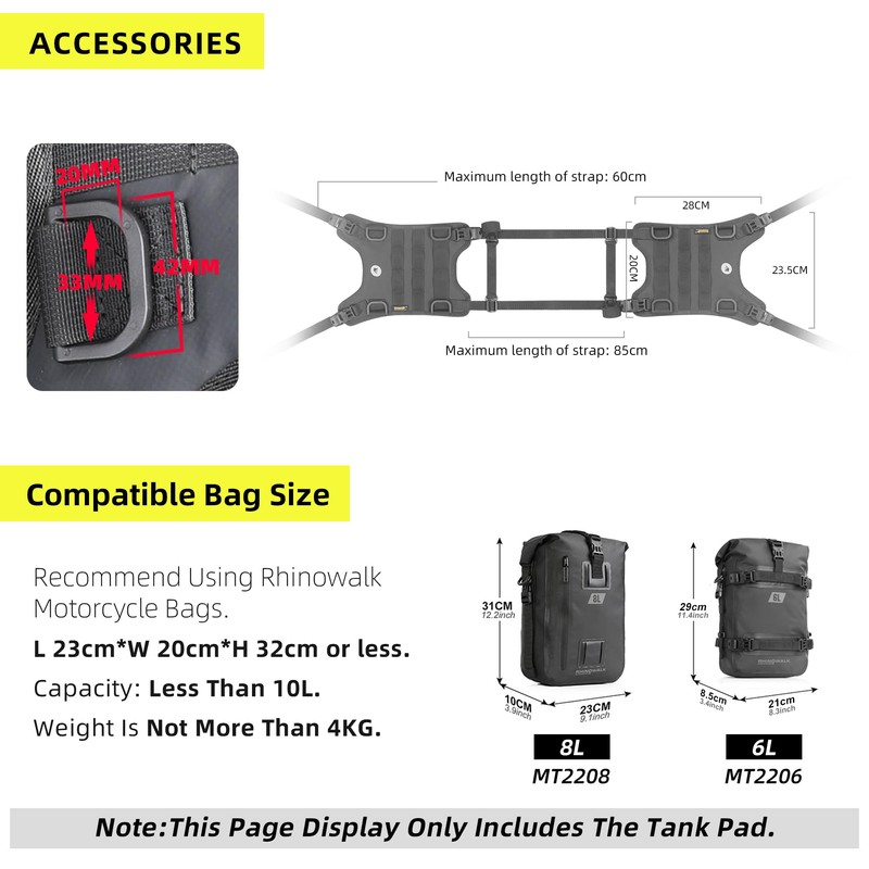Rhinowalk Motorcycle Tank Side Bag/Motorcycle Front Load Universal Saddle Bag