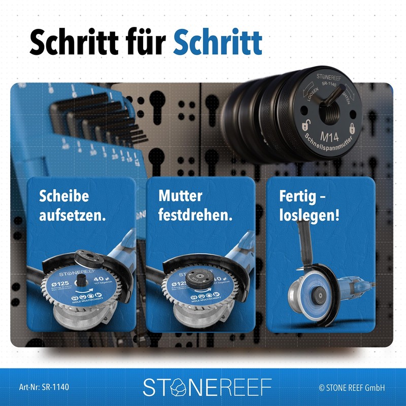 STONE REEF Quick Release Nut [M14] for Angle Grinder -