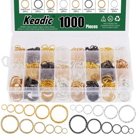 Keadic 1000 Pcs 6 Size 4 Colors Twisted Open Jump Rings, 8/10/12/15/18/20 mm O Ring Connectors Jewelry Finding Parts for DIY Earring Bracelet Necklace Pendants Jewelry Making