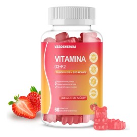 Gomitas Vitamina D3 K2 Omega 3 Para Mujer Hombre Sabor Fresa - de, y,