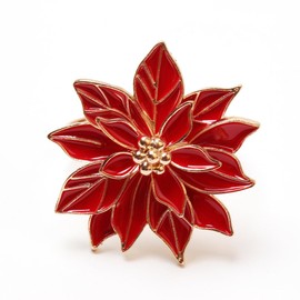 Juego de 6 servilleteros de Navidad y oro con flores de pascua rojas, servilleteros de Navidad, para decoración de banquetes de boda, fiesta, fiesta de día festivo, 6 unidades