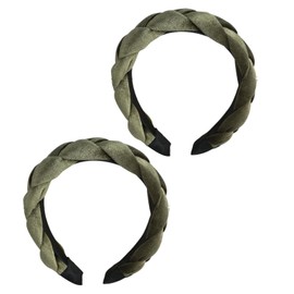 Pack of 2 Vintage Dirndl Headbands, Cross Braid, Fashion Headband Green for Makeup, Face Wash and Headpiece