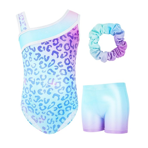 Gogokids Girls Three Piece Gymnastics Set, Y Neck Sleeveless Leotard