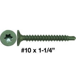 Jake Sales #10x1-1/4" Cement Board Torx/Star Head Screws Drill Point for Fastening Cement Backer Board/Cement Board/Tile Board - Torx/Star - T-25 Torx Head (1 Pound 161 Approx. Screw Count)