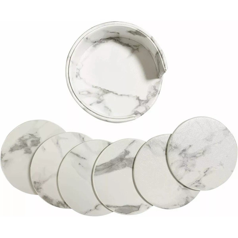 SANBREVE Porta Vasos Tazas Universal Mesa Moda Curpiel Grandes 7pcs