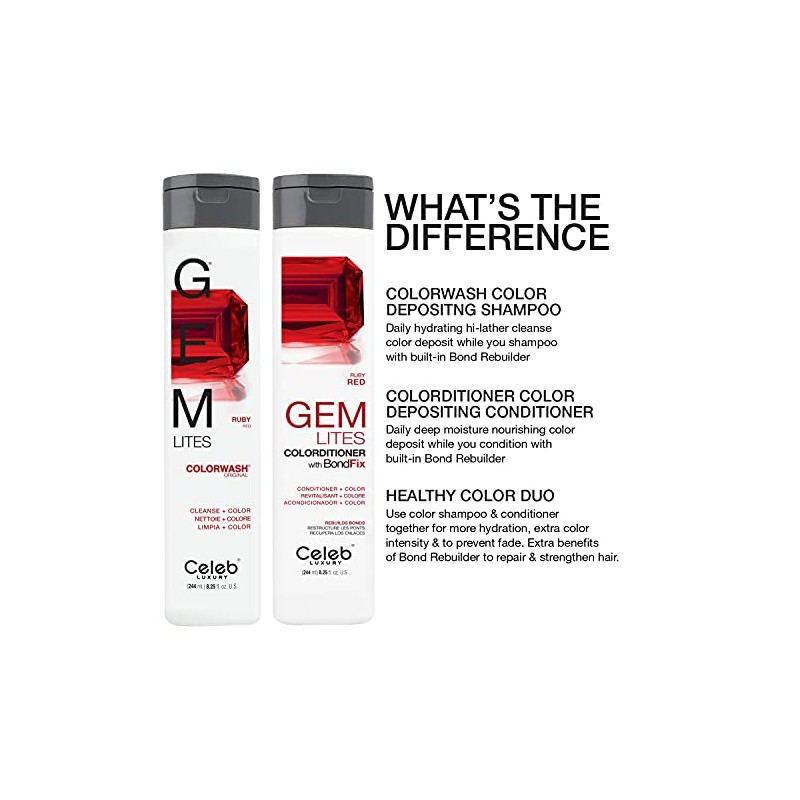 Celeb Luxury Gem Lites Colorwash: Ruby Red, Color Depositing Shampoo,