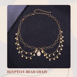 Sixexey Boho Sequin Head Chain Egyptian Gold Headpiece for Women