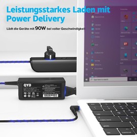QYD 90W Laptop Power Supply Charger for Asus Zenbook R500d K55a K55VD K55VM k55VJ K55n U58c K55 Q400A Q500A Q501 K501 F555LA-AH51 EXA0904YH ADP-90SB UBB X510UX5X-CN121T K53 Laptop Charging Cable AC