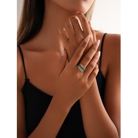 MIFYNN Boho Turquoise Ring for Women Unique Adjustable Western Leaf Rings Vintage Gemstone Bohemian Western Turquoise Jewelry Gifts, Brass, No Gemstone