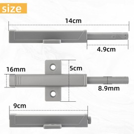 Pack of 2 Push to Open Door Opener, Heavy Pressure Door Opener, Magnetic Catch for Cabinet Door, 48 N Spring Release Catches for Cupboard Door, Drawers, Wardrobe, Furniture