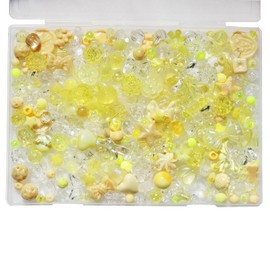 250~350pcs Acrylic Assorted Beads, BetterJonny Cute Beads Yellow Pastel Beads Flower Heart Butterfly Candy Beads Plastic Beads Bulk for Bracelets Jewelry Making DIY Crafts Necklaces