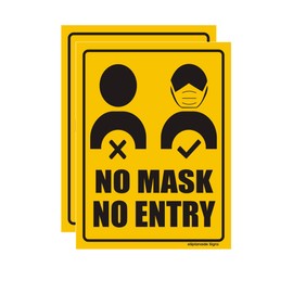 eSplanade No Mask No Entry Sign Sticker Decal - Easy to Mount Weather Resistant Long Lasting Ink Size (8" x 6")