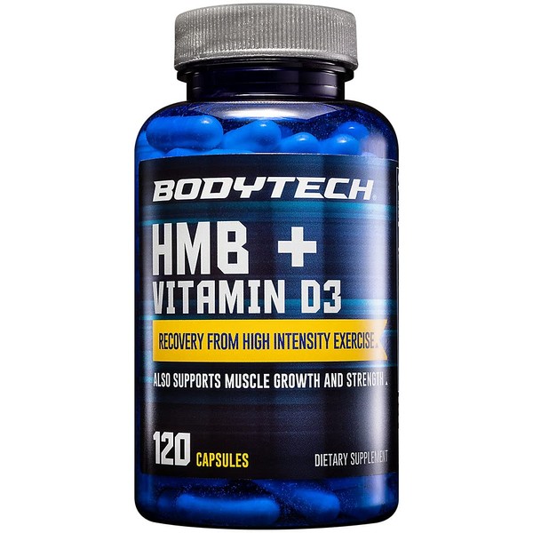 BODYTECH HMB + Vitamin D3 - Supports Muscle Growth and Strength (120 Vegetable Capsules)