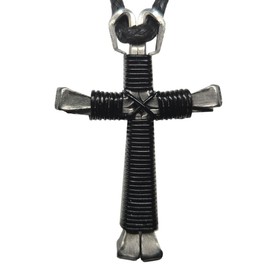Black Horseshoe Nail Cross Necklace