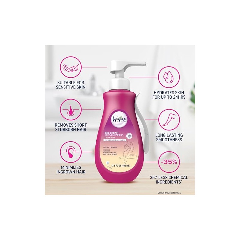 Veet Gel Hair Removal Cream Sensitive, Veet Hair Remover, 13.5