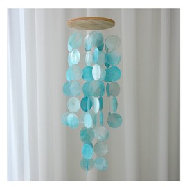 Yurosiay Shell Wind Chimes Capiz Wind Chime Hanging Mother of Pearl for Outdoor Elegant Wind Chime Shells Mother of Pearl Shell Wind Chime Garden Wind Chime Shells for Patio Garden Balcony Blue