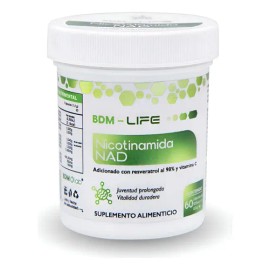 BDM LIFE Nicotinamida NAD Resveratrol 98% Vitamina C 60 Cápsulas