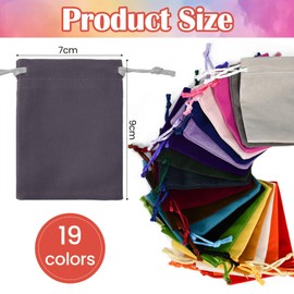 WEFHEF Pack of 38 Small Velvet Bags Jewellery Velvet Bags with Drawstring 7 x 9 cm Mini Jewellery Bag Velvet Jewellery Bag Fabric Gift Bag Fabric Bag Jewellery Rings Wedding Almonds