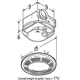 Broan-NuTone 750 Round Fan and Light Combo for Bathroom and Home, White Grille with Glass Lens, 100-Watts, 3.5 Sones, 100 CFM