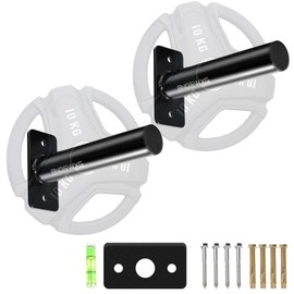 ANOSWXG Wall-Mounted Strength Training Plate Storage Rack – Heavy Duty 2” Weight Plate Holder with Foam Padding, Bumper Plate Storage for Home Gym, Garage, and Power Rack