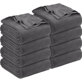 Utopia Bedding Smoke Gray 100% Cotton Blanket [Queen Size - 90x90 Inch] 350GSM Lightweight, Soft and Breathable Thermal Blanket for All Seasons (Pack of 8)