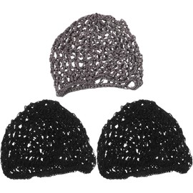 Kisangel 3 redecillas de ganchillo para el cabello: gorro de dormir para mujer, redecilla para el cabello, gorro de ganchillo, para secar rizado o liso, de baño.