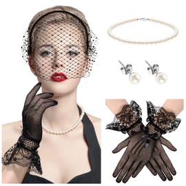 Lurrose Fascinator Veil for Women Mesh Veil Headband Bridal Wedding Veil Headband Tea Party Headband with Veil for Women