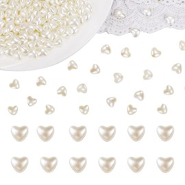 Lemonkey 200Pcs Heart Beads Cute ABS Imitation Pearl Beads Loose White Aesthetic Beads for Bracelets Jewelry Making Necklace Earrings Accessories Crafts