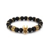 Cupimatch 8mm Beads CZ Crown King Charm Bracelet for Men