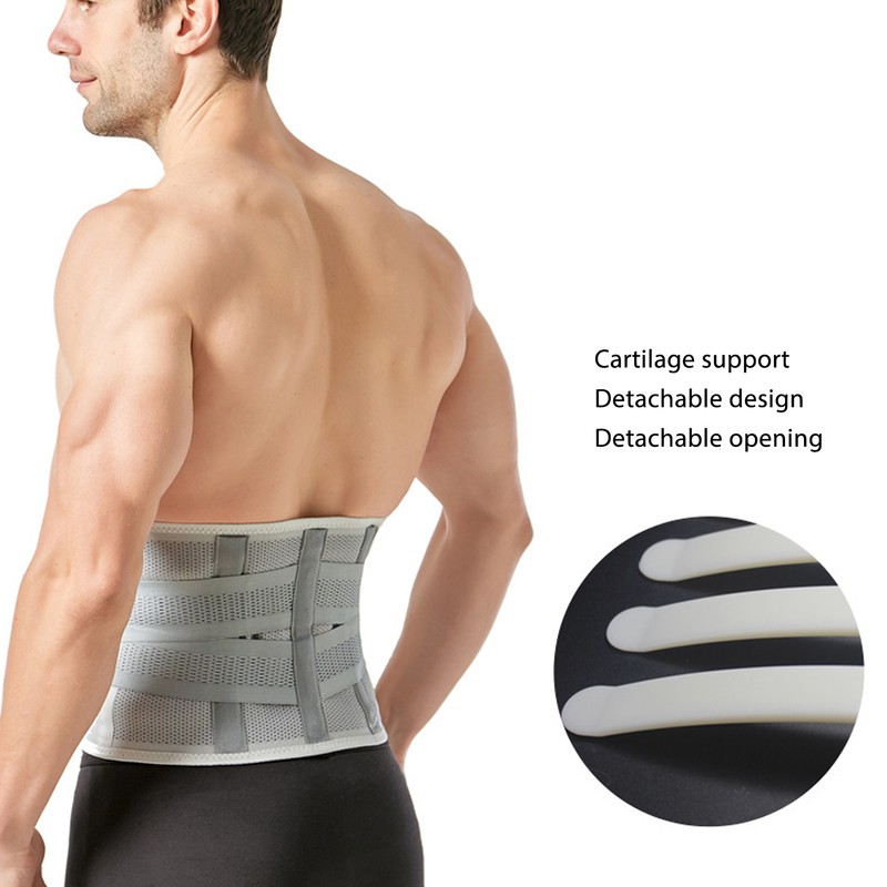 XL Back Brace Grey Breathable Removable Lumbar Support Back Brace