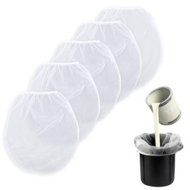 5pcs 2 Gallon Paint Filter Bag, White Nylon Bucket Strainer with Elastic Top Opening Fine Mesh Paint & Liquid Pouch for Gardening Accessories Part